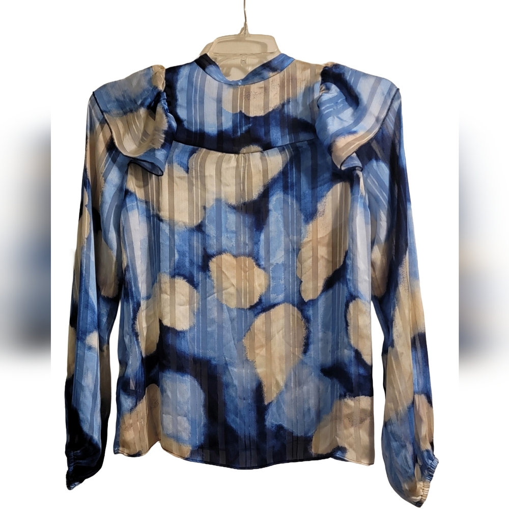 Inwear Satin Chiffon Sheer Ruffle Abstract Blouse